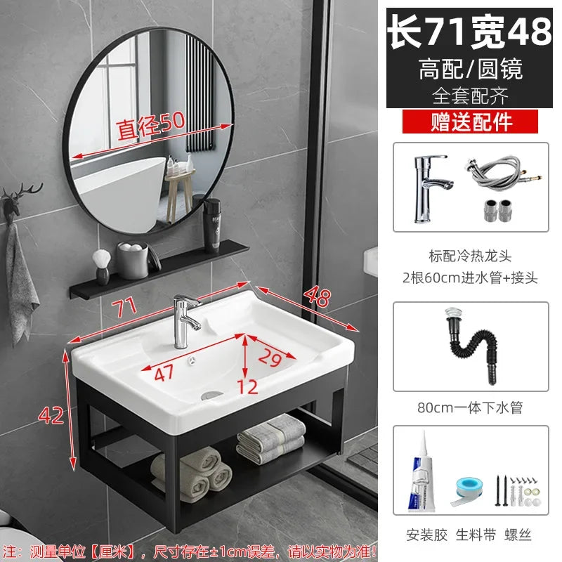 Bathroom Vanity with Sink Toilet Simple Small Apartment Household Wall-mounted Storage Balcony Washbasin Cabinet with Mirror