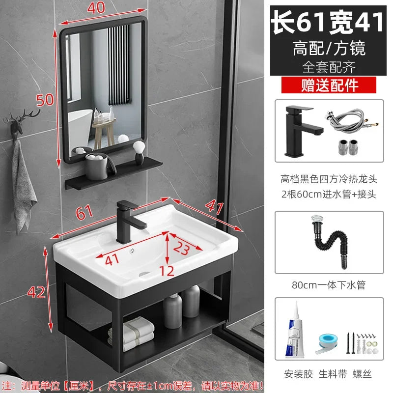 Bathroom Vanity with Sink Toilet Simple Small Apartment Household Wall-mounted Storage Balcony Washbasin Cabinet with Mirror