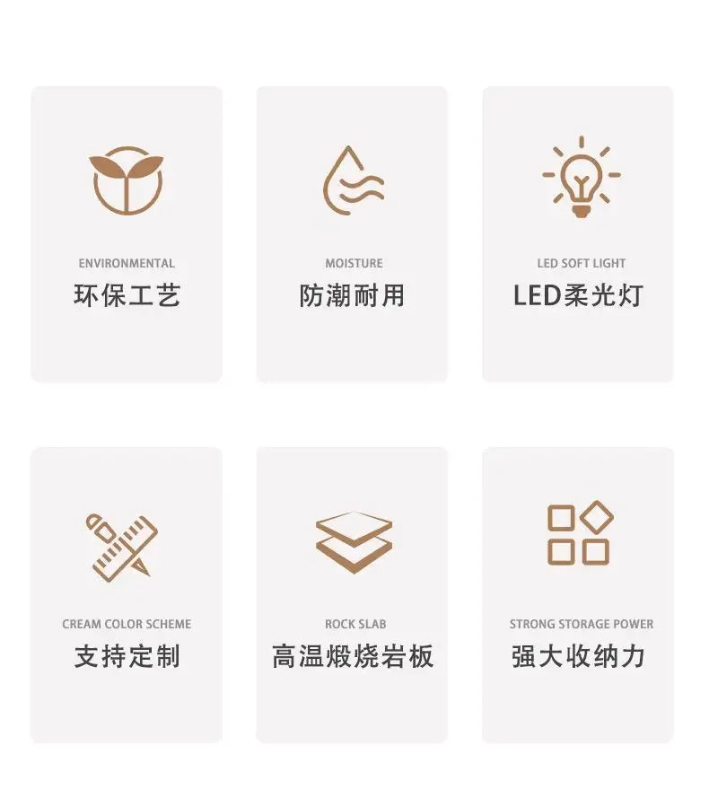 Bathroom Cabinet Slab Hot Bending Integrated Basin Wall-Mounted Bathroom Vanity Wall Hung Storage Vanity Cabinet with Basin