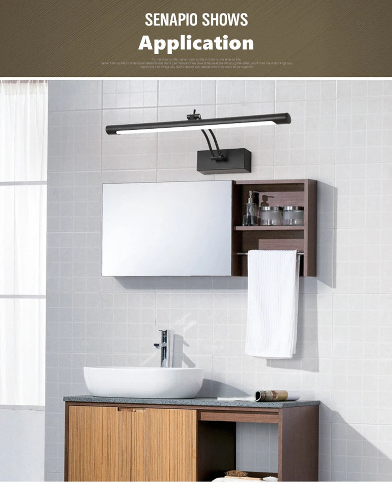 Bathroom Vanity LED Wall Lamp Picture Light Warerproof 40/55/70cm Adjustable Angle Makeup Cabinet Mirror Light Sconce Lighting