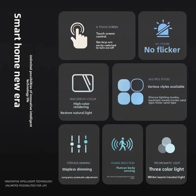 Bathroom Makeup Bathroom Mirror Non-punching Wall Hanging Diameter 50CM Smart LED Light Bathroom Mirror Anti-fog Touch Screen