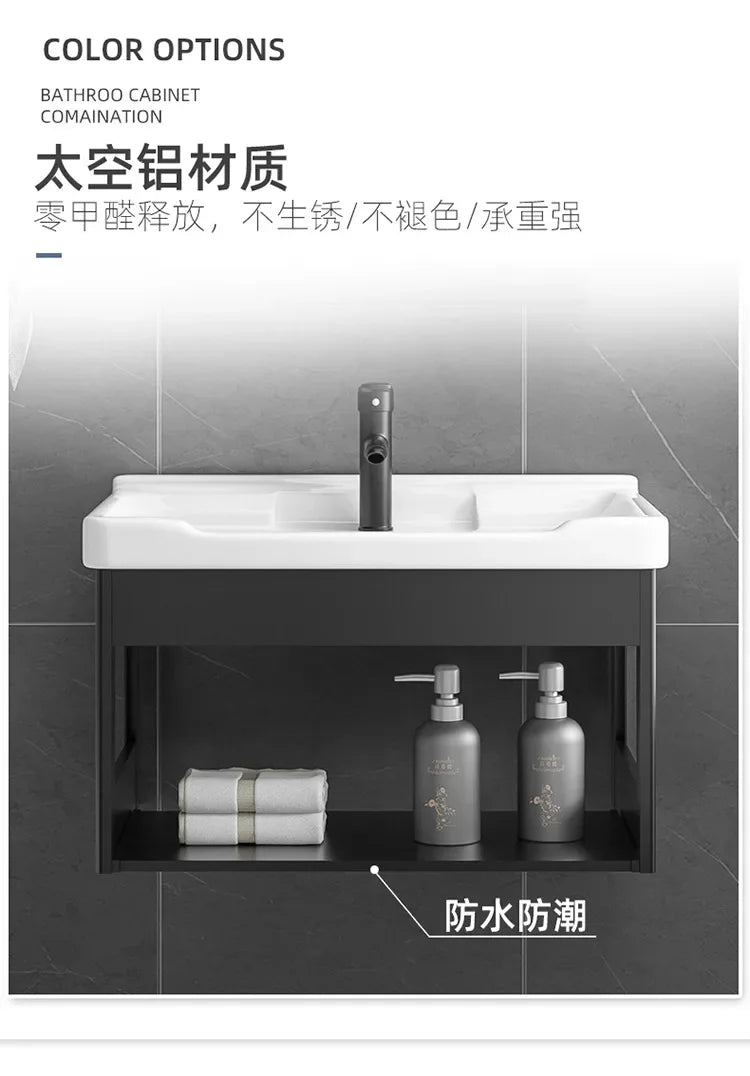 Bathroom Vanity with Sink Toilet Simple Small Apartment Household Wall-mounted Storage Balcony Washbasin Cabinet with Mirror