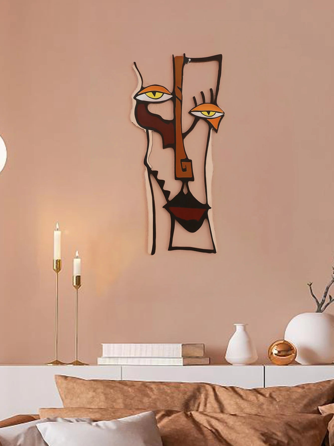 Abstract Face Wall Hanging Wooden Wall Decor Home and Office Decorative Hanging for Living Room Bedroom and Hallway Crafts Gift