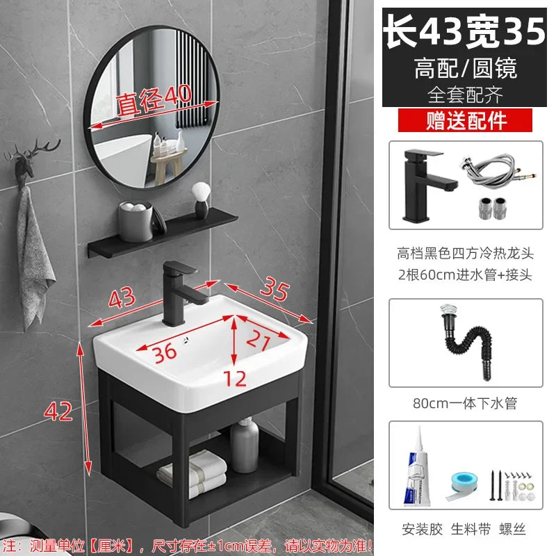 Bathroom Vanity with Sink Toilet Simple Small Apartment Household Wall-mounted Storage Balcony Washbasin Cabinet with Mirror