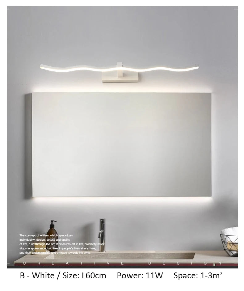 Bathroom LED Wall Lamp Mirror Light Indoor Lighting 40/60/80/100cm Long Strip Light Bedroom Washroom Kitchen Luminaire Lustre