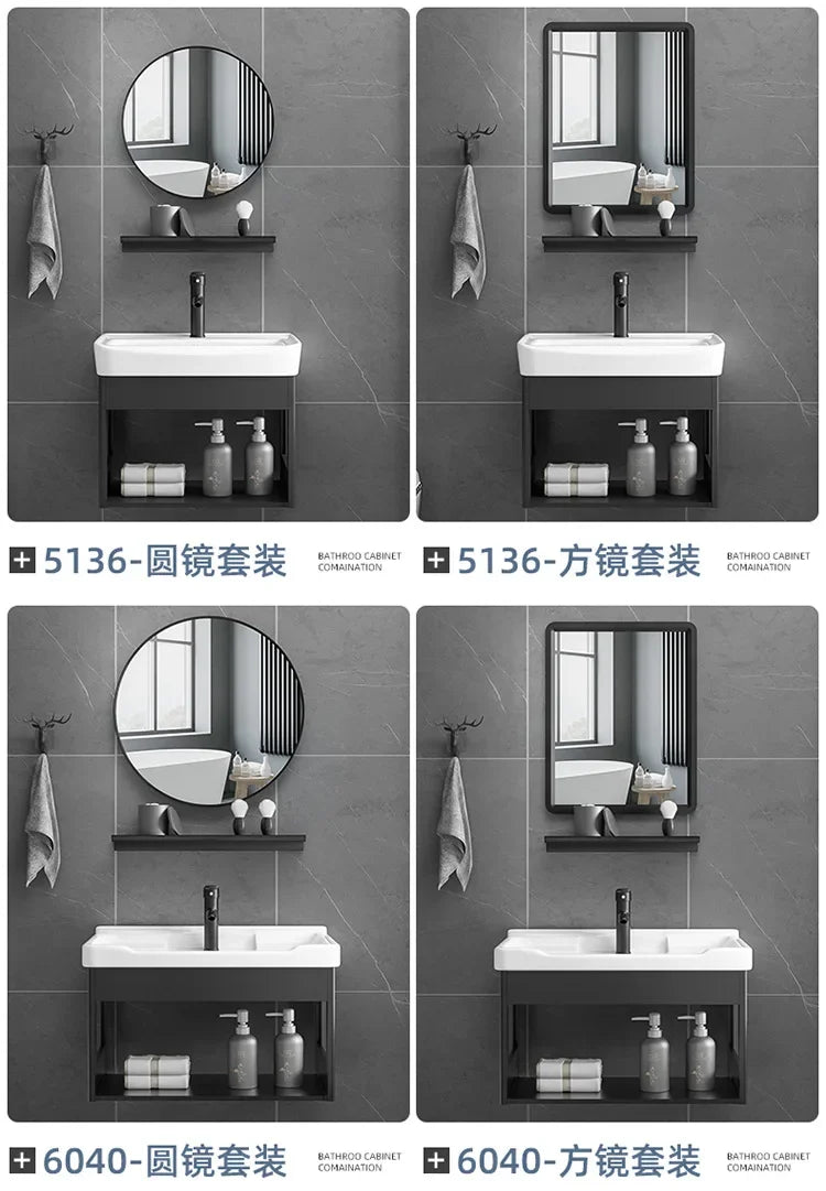 Bathroom Vanity with Sink Toilet Simple Small Apartment Household Wall-mounted Storage Balcony Washbasin Cabinet with Mirror