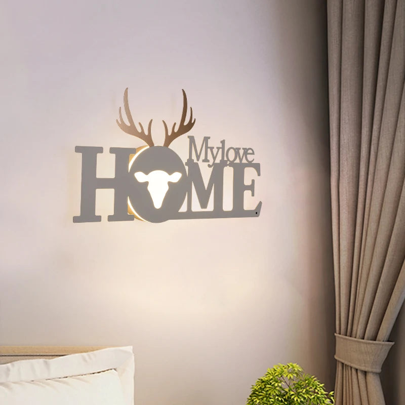 Home deco letter shape LED  Wall Light Children Sconce kid Wall Lamp Nordic Modern Bedroom Bedside Stair Corridor porch Lighting