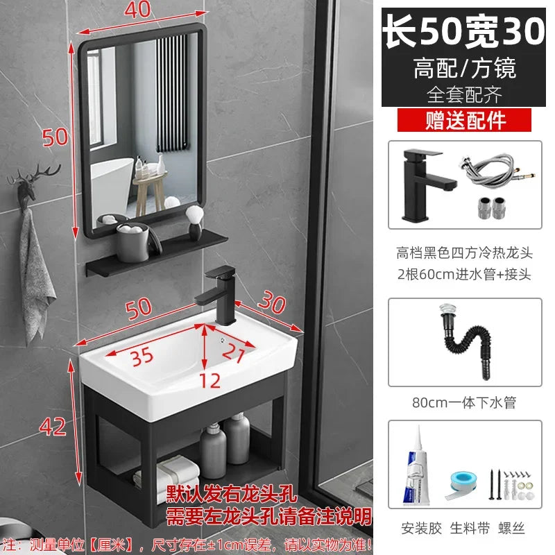 Bathroom Vanity with Sink Toilet Simple Small Apartment Household Wall-mounted Storage Balcony Washbasin Cabinet with Mirror