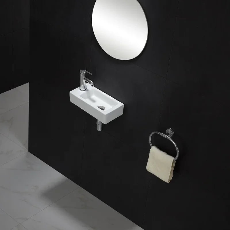 Bathroom Mini Wall-mounted Wash Basin Balcony Ultra-narrow Ceramic Bathroom Sink Family Bedroom Wall-mounted Wash Basin