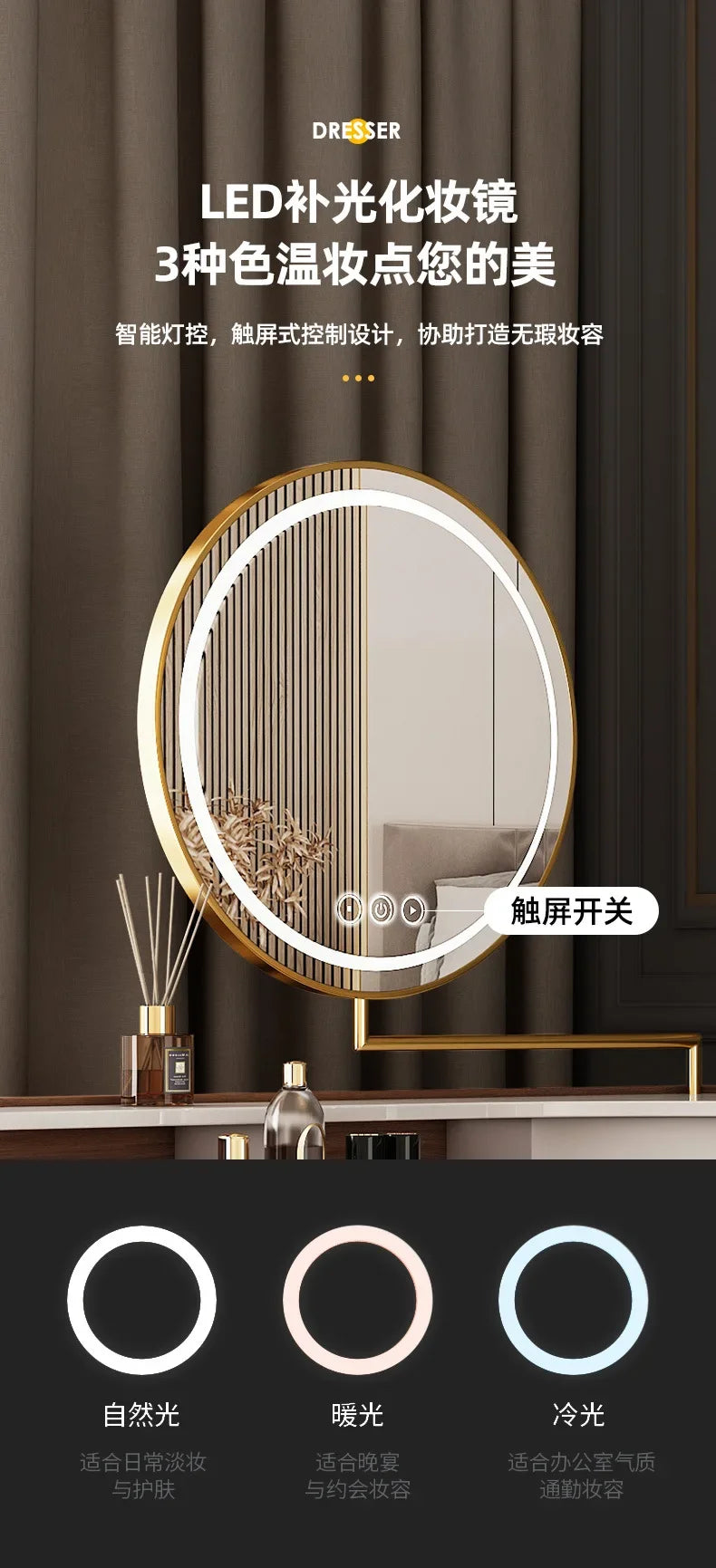 Women Makeup Dressing Table Vanity Desk Angle Bedroom Luxury Corner Hairstyle Dresser Table with Mirror Penteadeira Furniture