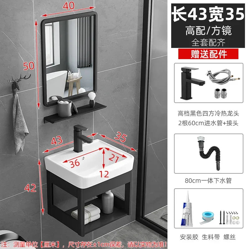 Bathroom Vanity with Sink Toilet Simple Small Apartment Household Wall-mounted Storage Balcony Washbasin Cabinet with Mirror