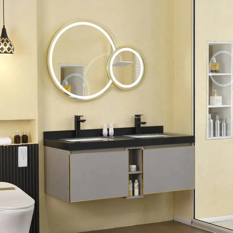 Wall-hung Bathroom Vanities Furniture Mounted Bathroom Waterproof Mirror Cabinet Double Wash Bathroom Cabinet