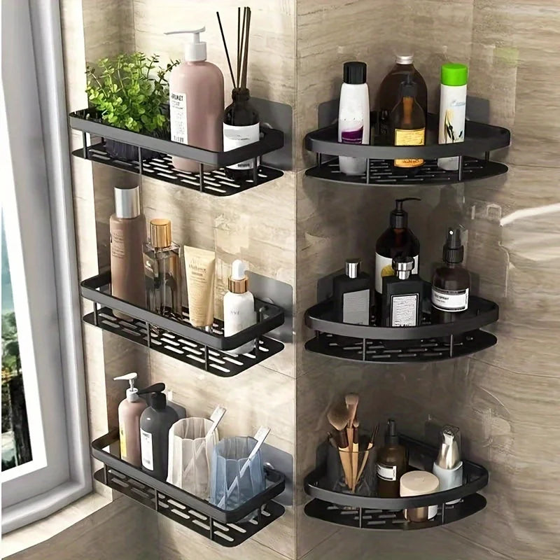 Bathroom Storage Rack No Drill Shelves Wall Mount Corner Shelf Shower Holder For WC Shampoo Organizer Bathroom Accessories
