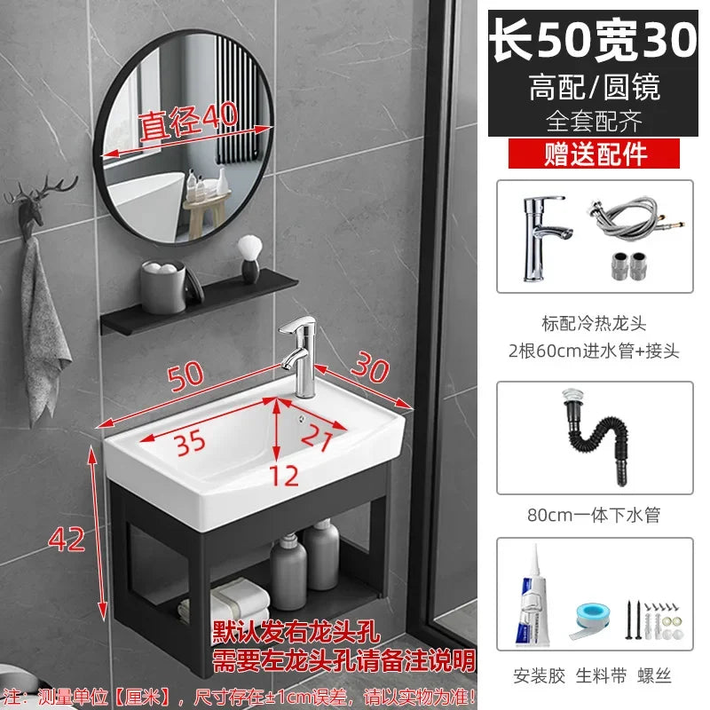 Bathroom Vanity with Sink Toilet Simple Small Apartment Household Wall-mounted Storage Balcony Washbasin Cabinet with Mirror