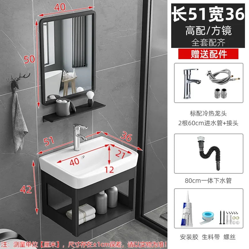 Bathroom Vanity with Sink Toilet Simple Small Apartment Household Wall-mounted Storage Balcony Washbasin Cabinet with Mirror