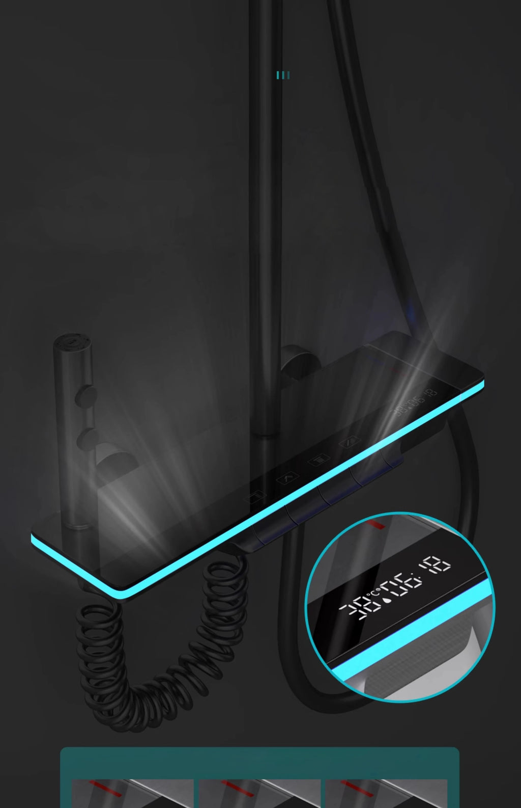 Bathroom Smart Shower System Set Bathtub Rainfall Digital Display Temperature Mixer Rain Shower Faucet Sets with Atmosphere Lamp