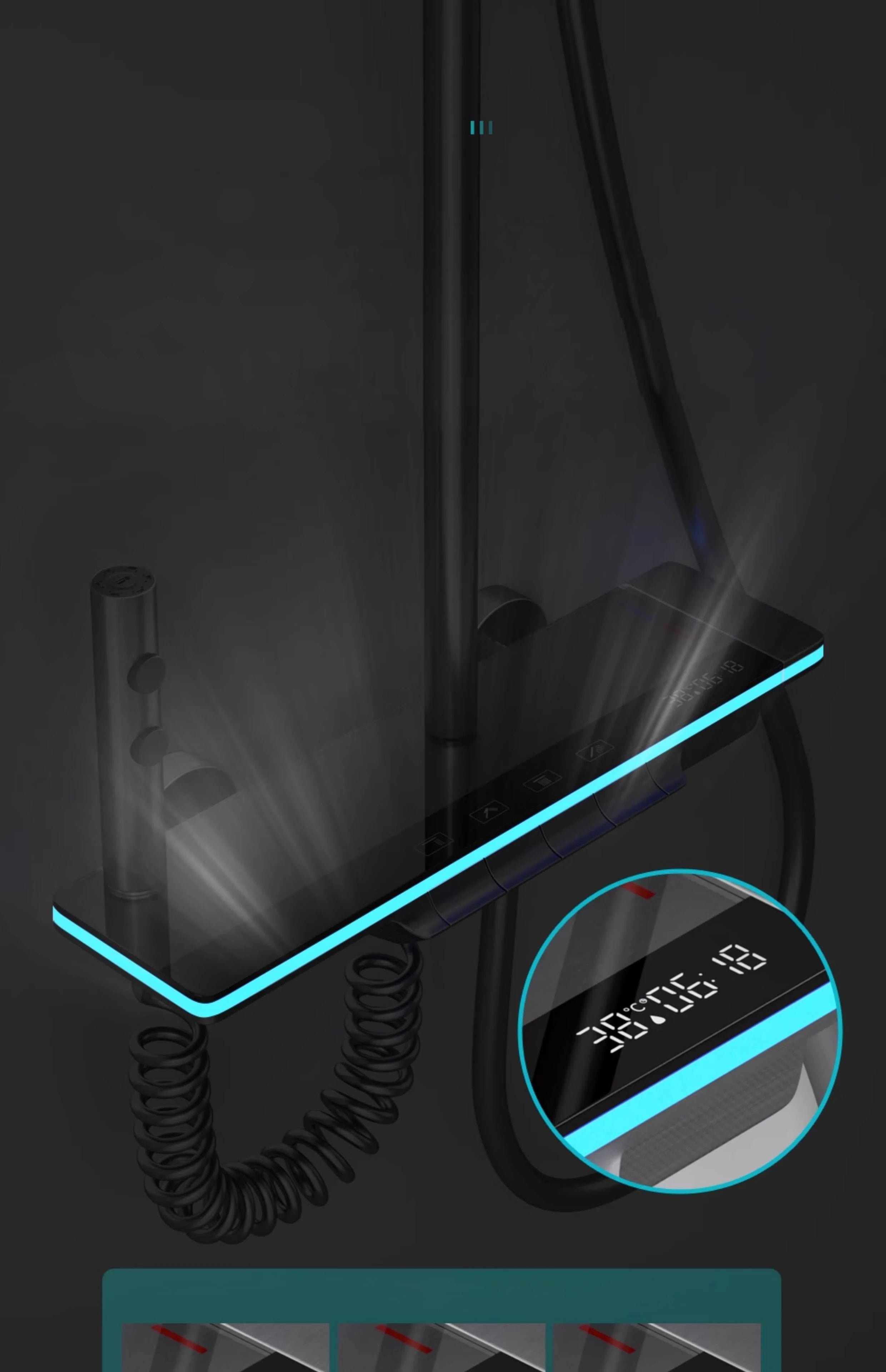 Bathroom Smart Shower System Set Bathtub Rainfall Digital Display Temperature Mixer Rain Shower Faucet Sets with Atmosphere Lamp