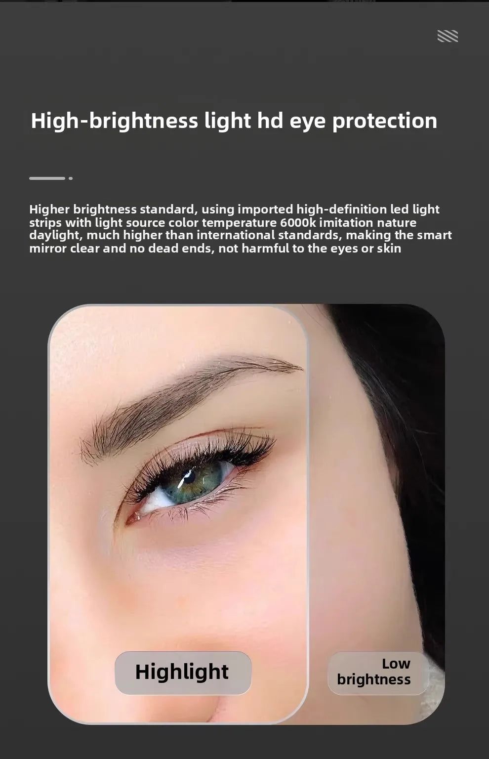 Bathroom Makeup Bathroom Mirror Non-punching Wall Hanging Diameter 50CM Smart LED Light Bathroom Mirror Anti-fog Touch Screen