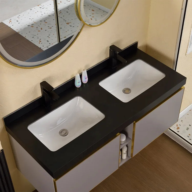 Wall-hung Bathroom Vanities Furniture Mounted Bathroom Waterproof Mirror Cabinet Double Wash Bathroom Cabinet