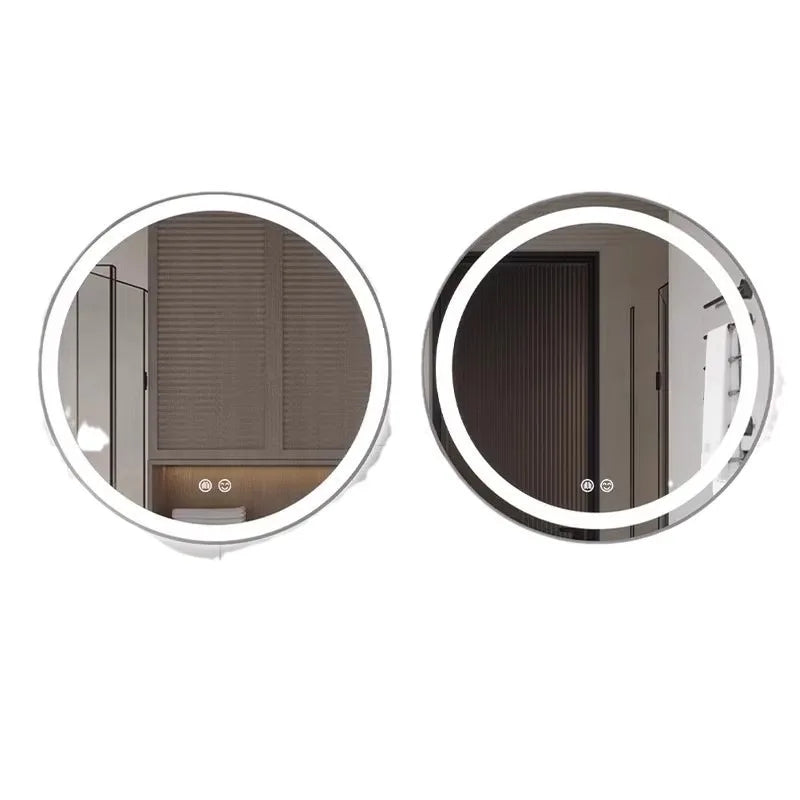Bathroom Makeup Bathroom Mirror Non-punching Wall Hanging Diameter 50CM Smart LED Light Bathroom Mirror Anti-fog Touch Screen
