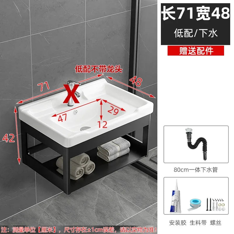 Bathroom Vanity with Sink Toilet Simple Small Apartment Household Wall-mounted Storage Balcony Washbasin Cabinet with Mirror