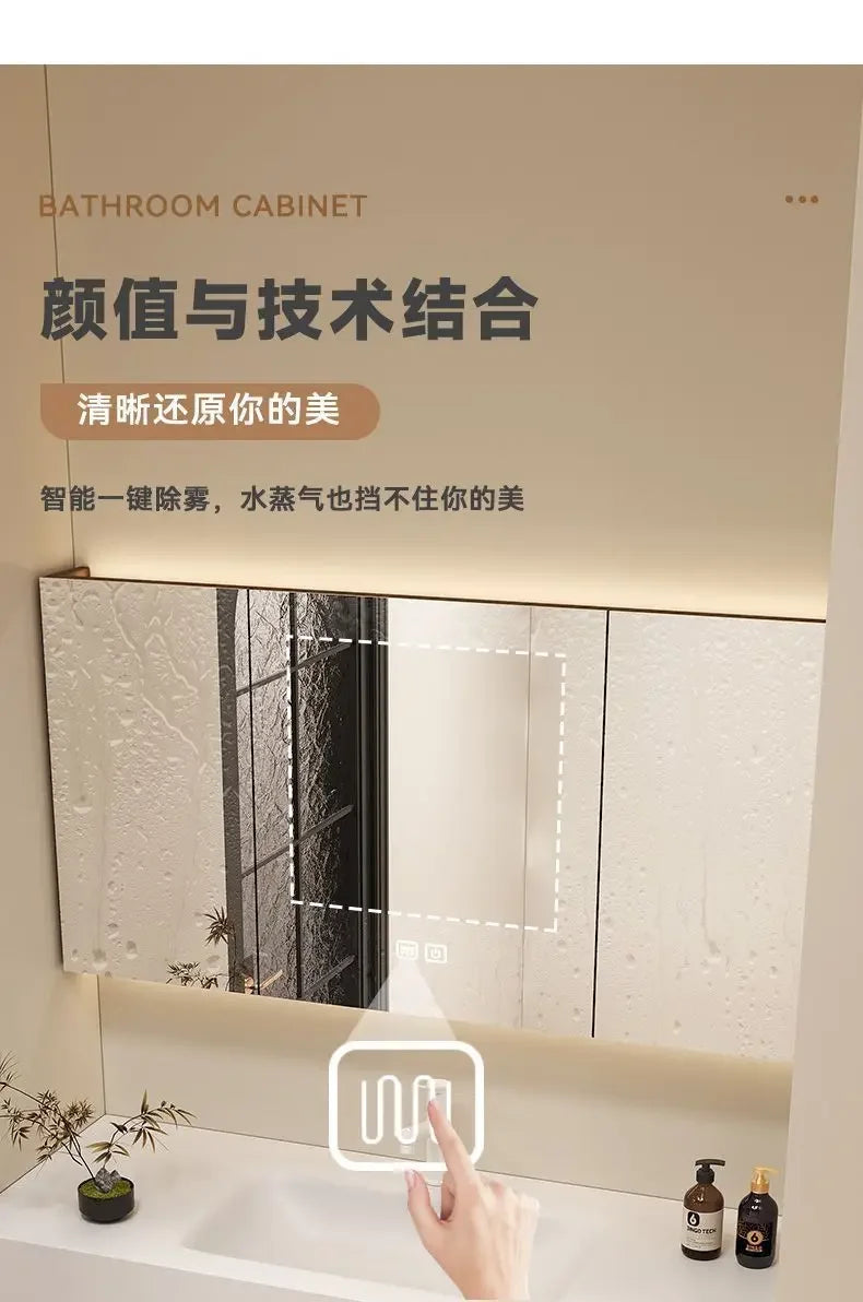 Bathroom Cabinet Slab Hot Bending Integrated Basin Wall-Mounted Bathroom Vanity Wall Hung Storage Vanity Cabinet with Basin