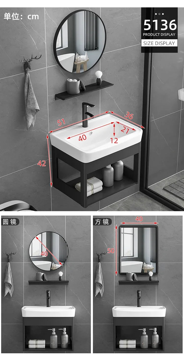 Bathroom Vanity with Sink Toilet Simple Small Apartment Household Wall-mounted Storage Balcony Washbasin Cabinet with Mirror