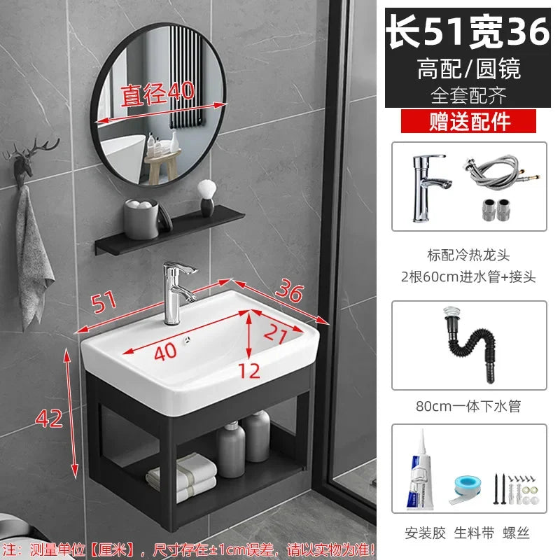 Bathroom Vanity with Sink Toilet Simple Small Apartment Household Wall-mounted Storage Balcony Washbasin Cabinet with Mirror