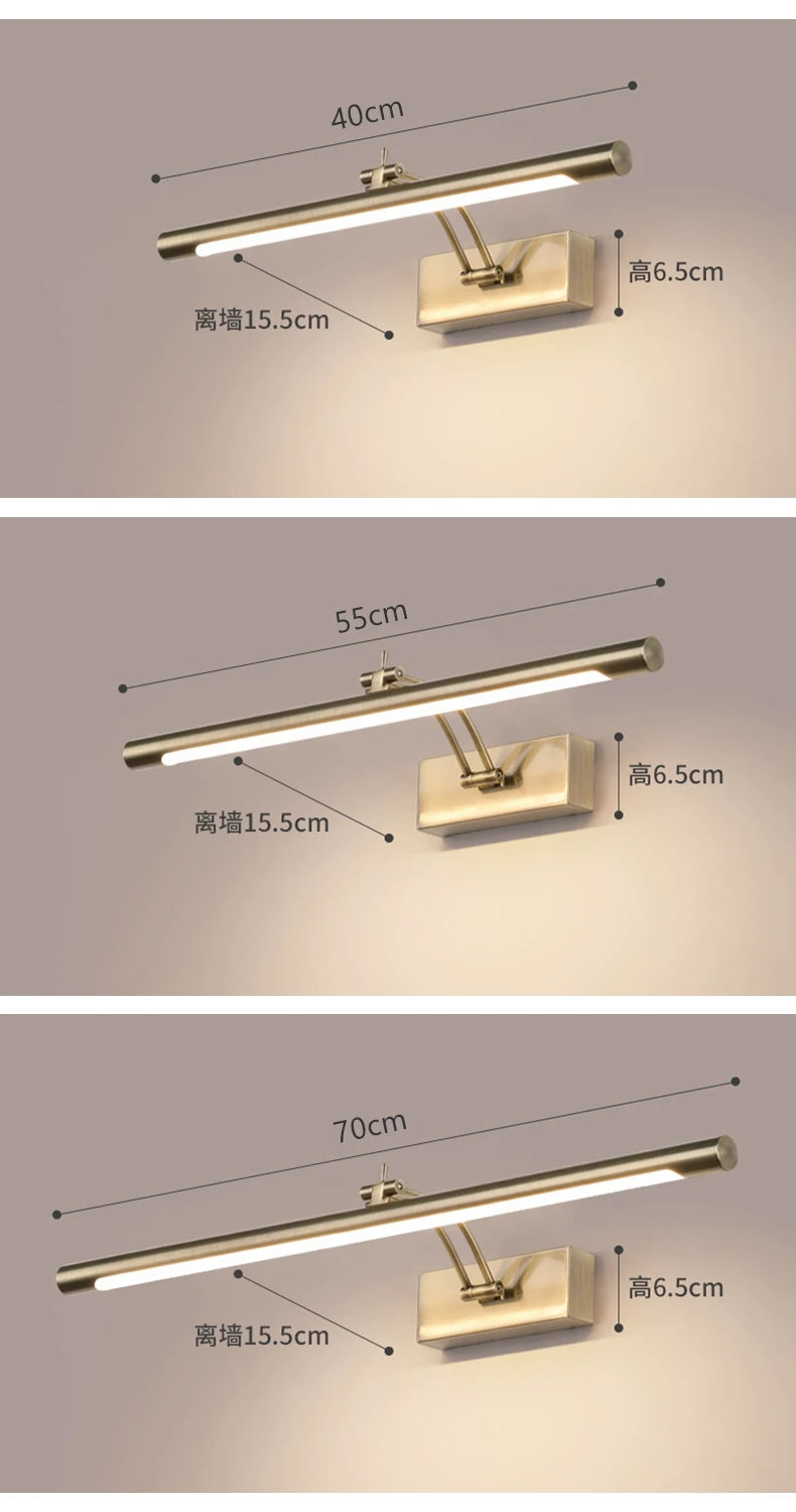 Bathroom Vanity LED Wall Lamp Picture Light Warerproof 40/55/70cm Adjustable Angle Makeup Cabinet Mirror Light Sconce Lighting