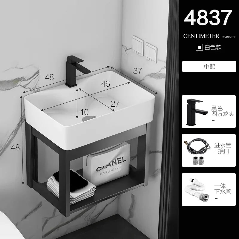 Bathroom Vanity with Sink Toilet Simple Small Apartment Household Wall-mounted Storage Balcony Washbasin Cabinet with Mirror