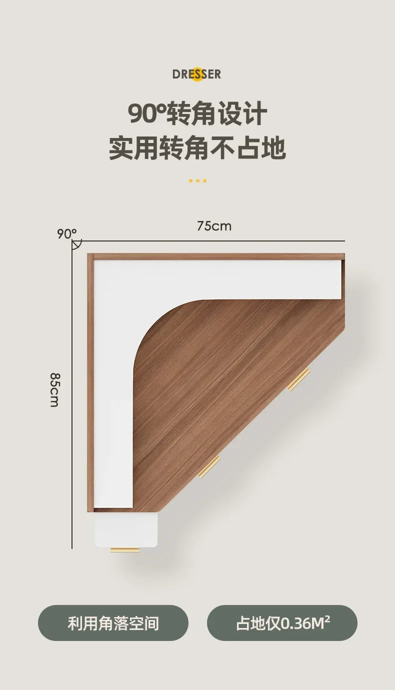 Women Makeup Dressing Table Vanity Desk Angle Bedroom Luxury Corner Hairstyle Dresser Table with Mirror Penteadeira Furniture