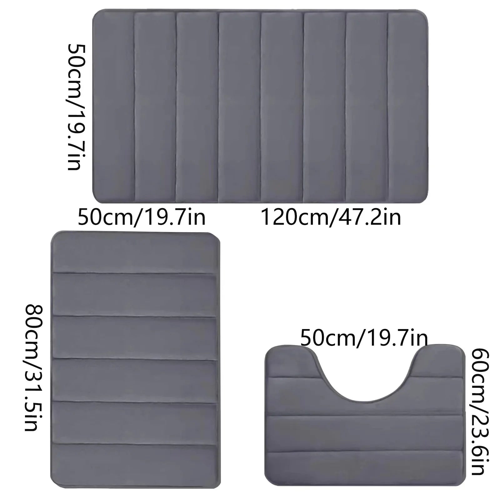 Bathroom Three-piece Set Household Non-slip Floor Mats Solid Color Quilted Bathroom Absorbent Carpet Mats