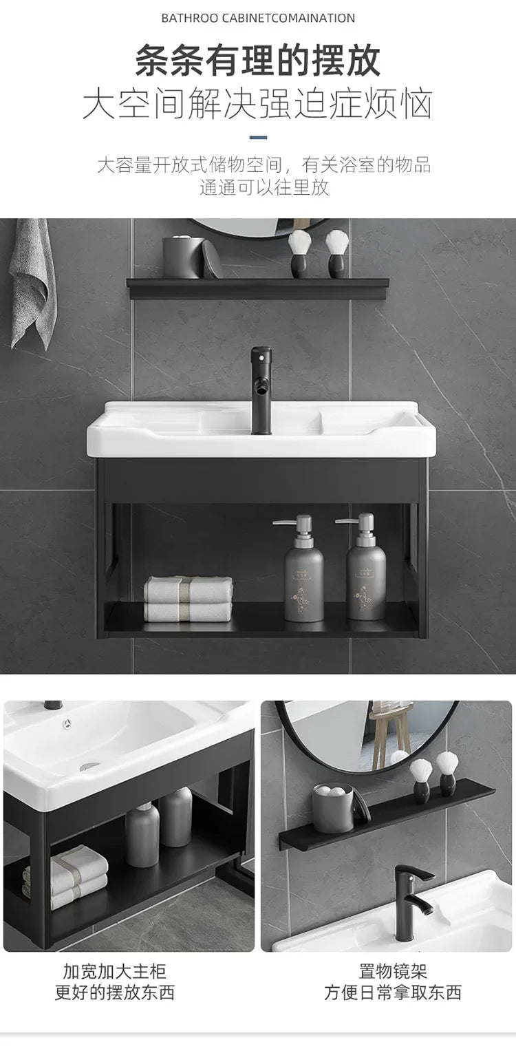Bathroom Vanity with Sink Toilet Simple Small Apartment Household Wall-mounted Storage Balcony Washbasin Cabinet with Mirror