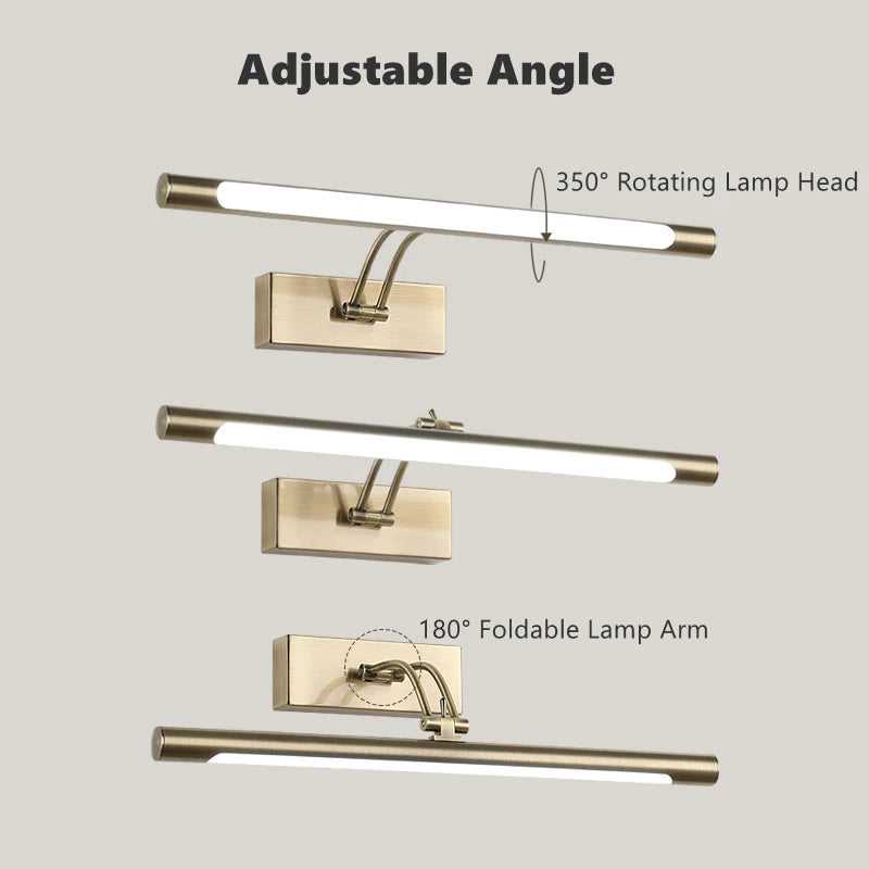Bathroom Vanity LED Wall Lamp Picture Light Warerproof 40/55/70cm Adjustable Angle Makeup Cabinet Mirror Light Sconce Lighting