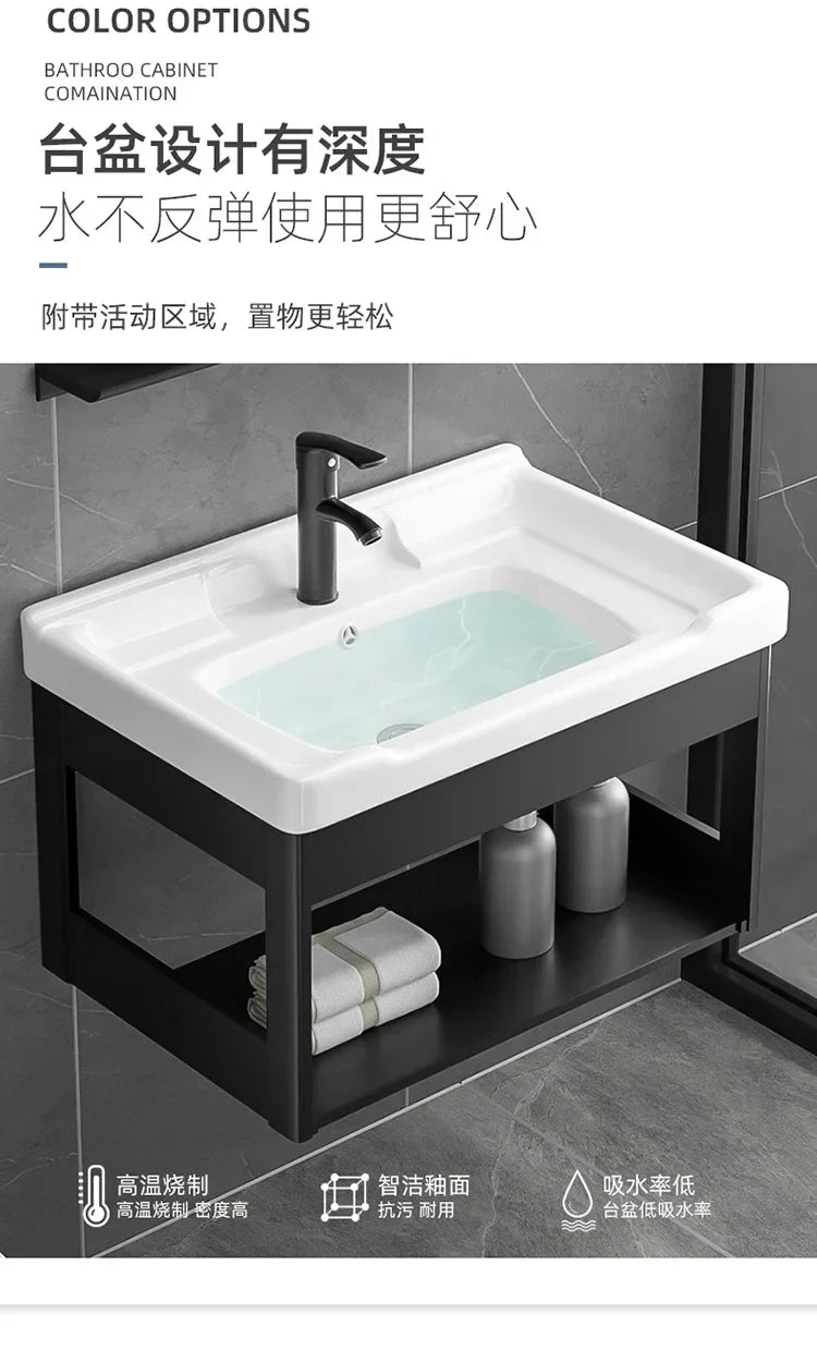 Bathroom Vanity with Sink Toilet Simple Small Apartment Household Wall-mounted Storage Balcony Washbasin Cabinet with Mirror