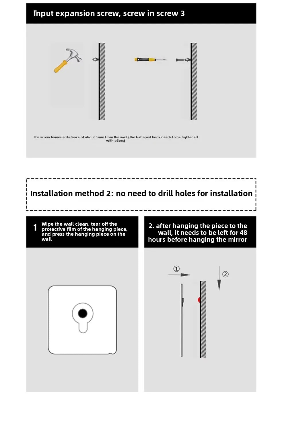 Bathroom Makeup Bathroom Mirror Non-punching Wall Hanging Diameter 50CM Smart LED Light Bathroom Mirror Anti-fog Touch Screen