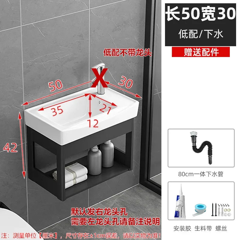 Bathroom Vanity with Sink Toilet Simple Small Apartment Household Wall-mounted Storage Balcony Washbasin Cabinet with Mirror