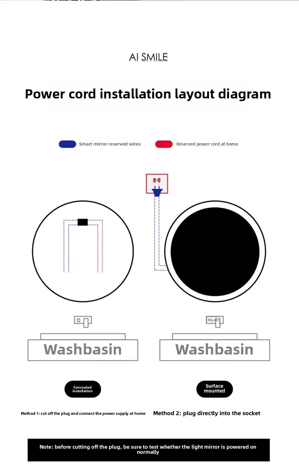 Bathroom Makeup Bathroom Mirror Non-punching Wall Hanging Diameter 50CM Smart LED Light Bathroom Mirror Anti-fog Touch Screen