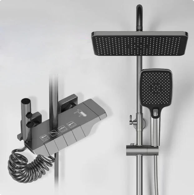 Bathroom Smart Shower System Set Bathtub Rainfall Digital Display Temperature Mixer Rain Shower Faucet Sets with Atmosphere Lamp