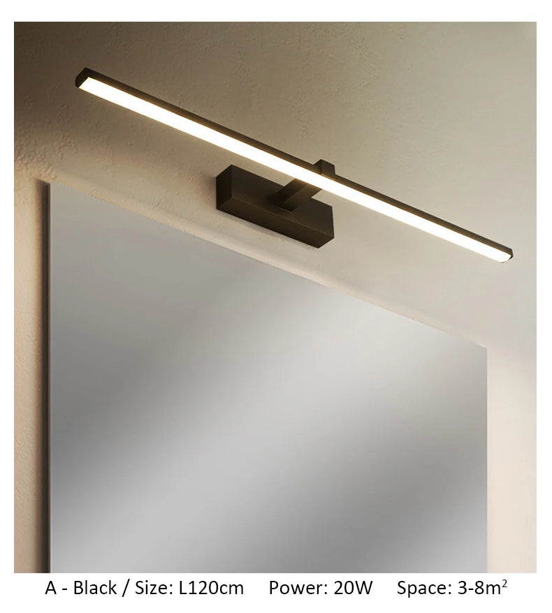 Bathroom LED Wall Lamp Mirror Light Indoor Lighting 40/60/80/100cm Long Strip Light Bedroom Washroom Kitchen Luminaire Lustre